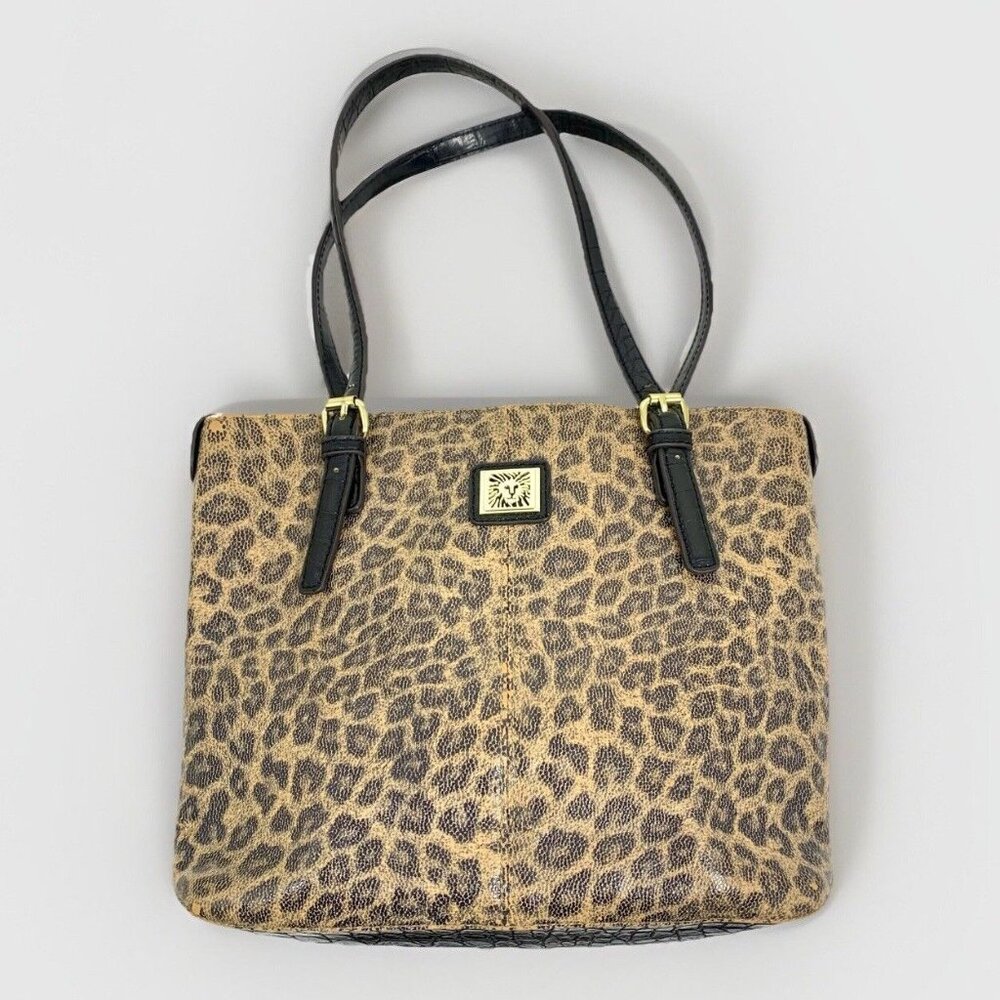ANNE KLEIN Animal LEOPARD Print VEGAN Leather Shoulder Handbag Hot Pink Interior